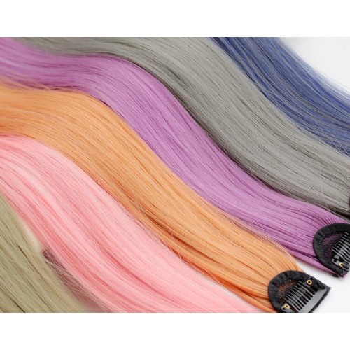 3pcs Colorful curly wig piece female long hair highlight gradient invisible seamless natural one-piece hair extension bundle hanging ear dyed curly hair